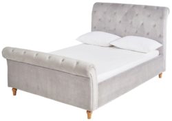 Heart of House Cranford Scroll Double Bed Frame - Silver